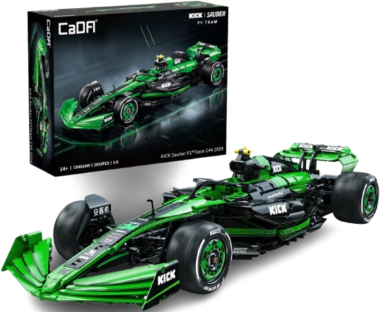CaDA C64010W C44 Kick Sauber & Pirelli Official Licensed 1:8 Scale F1 Racing Car Building Blocks Set