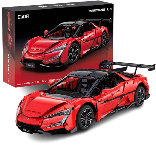cada C64011W BYD Official Authorized 1:8 Yangwang U9 Building Set, Remote Control Race Car