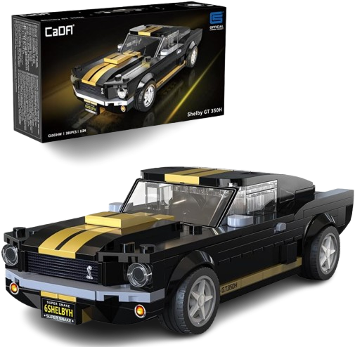 CaDA C55034W Shelby GT 350H Mustang Black Supercar Building Block Model