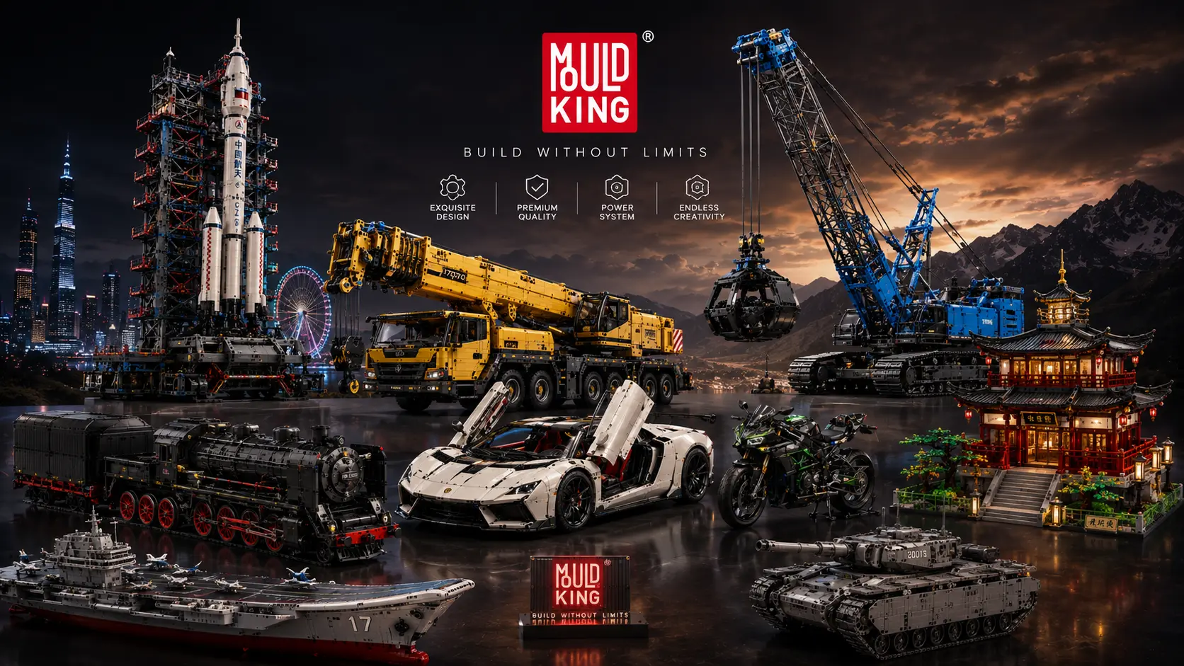 Best Mould King sets, Mould King hypercars, Mould King RC excavator, Mould King crane, buy Mould King blocks on Amazon, advanced building kits