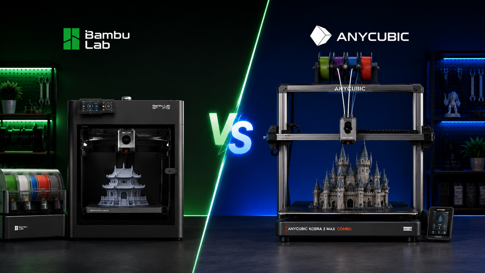 anycubic vs bambu lab, P1S vs Kobra 3 Max Combo