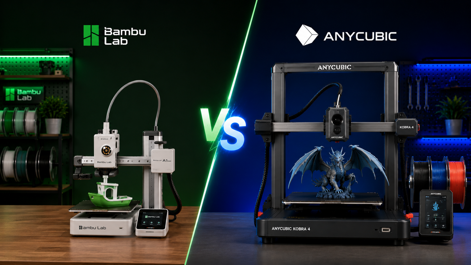 anycubic vs bambu lab, a1 mini vs kobra 4 cubic school